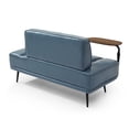 thumbnail image 7 of GZXS Modern Upholstered Bench with 360-Degree Swivel Tray, 55" Channel Tufted PU Leather Bench with Backrest & Metal Legs for Living Room,Entryway,Foyer (Gray), 7 of 7