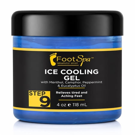 FOOT SPA - Massage Cooling Gel for Pedicure Treatment with Menthol, Camphor, Peppermint and Eucalyptus Oil, Professional Strength Foot and Leg Ice Cooling Gel Therapy, Relives Tired Aching Feet, 4 oz