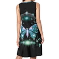 thumbnail image 2 of Blue Butterfly Checkerboard Spring Summer Dresses for Women Fashion T-shirt Dress Casual Sleeveless Loose Sundress with Pockets, 2 of 5