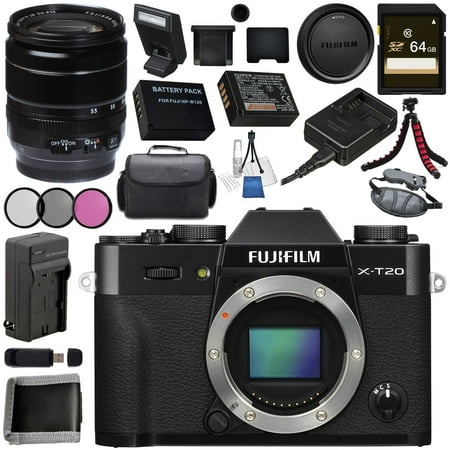 Fujifilm X-T20 Mirrorless Digital Camera (Black) XF 18-55mm f/2.8-4 R LM OIS Zoom Lens 16276479