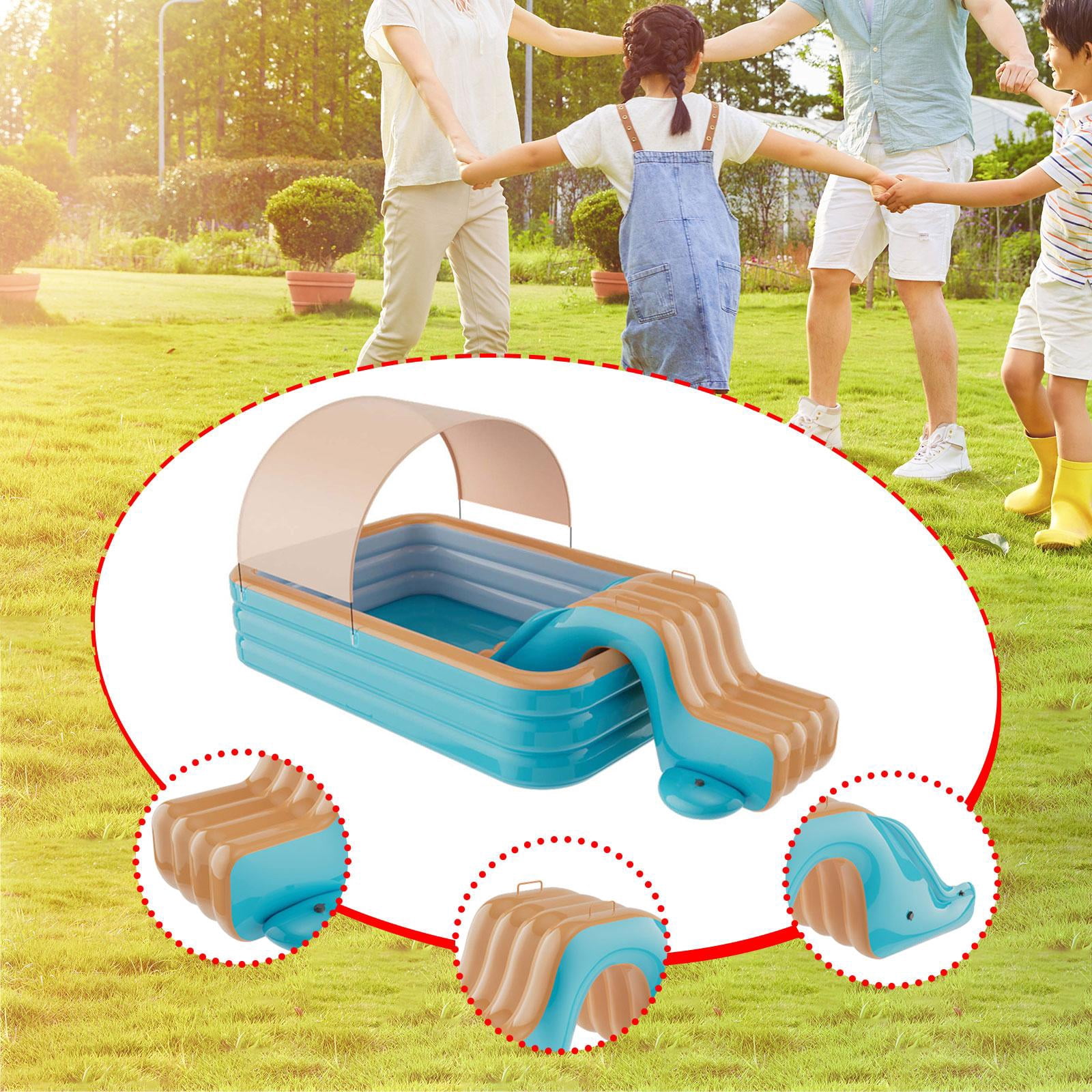 oshhni Inflatable Pool Slide Inflatable Play Center for Yard Summer Parties Balcony Green and Orange