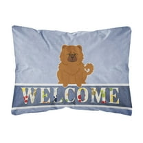 Carolines Treasures BB5723PW1216 Chow Chow Red Welcome Canvas Fabric Decorative Pillow, 12H x16W, multicolor