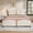Beige+PU Leather+Queen, variant on HMYG Full Size Upholstered PU Leather Bed Frame,with Butterfly Shaped Headboard and Footboard,Platform Bed Frame with Gold Metal decorations,No Box Spring Needed,Light Pink