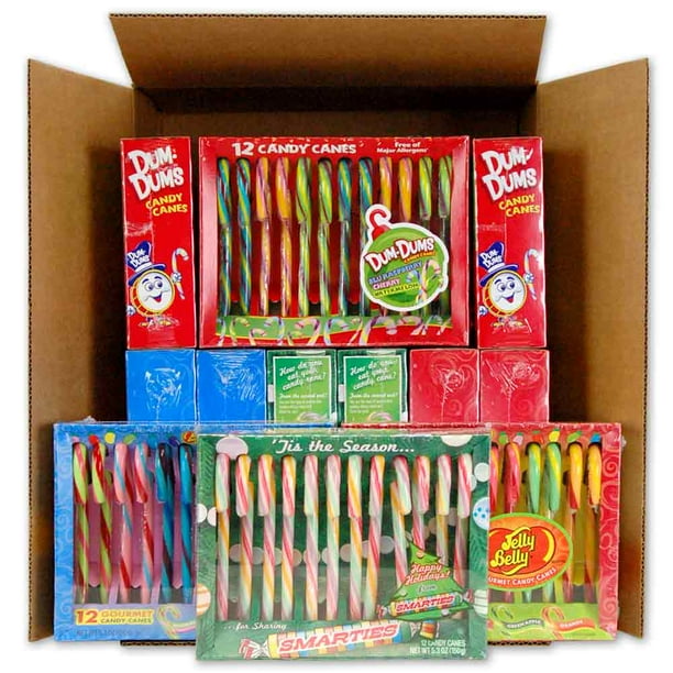 Mixed Pack Dum Dums, Smarties, & Jelly Belly Candy Canes 12 Count Boxes