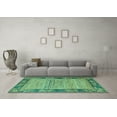 thumbnail image 3 of Ahgly Company Indoor Square Oriental Turquoise Blue Modern Area Rugs, 4' Square, 3 of 4