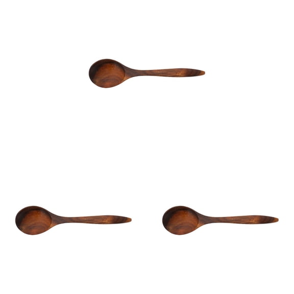 HWHCGZ Wooden Spoons Set - Wood Soup Spoons, Serving Spoons, Wooden Teaspoons for Eating, Mixing, Stirring - Long Handle Spoon with Japanese Style - Kitchen Utensils Table Spoon 18cm Curved spoon