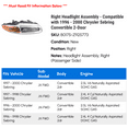 thumbnail image 2 of Right Headlight Assembly - Compatible with 1996 - 2000 Chrysler Sebring Convertible 2-Door 1997 1998 1999, 2 of 2
