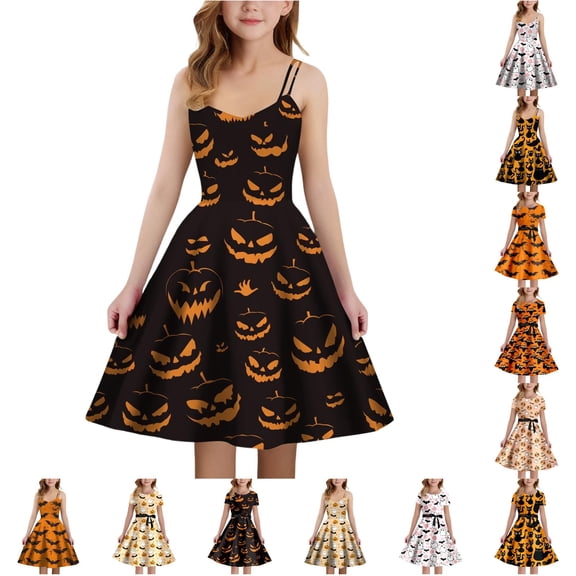 XUANTAOO Girl Halloween Sleeveless Pumpkin Princess Tutu Dresses 13-14 Years Girl Halloween