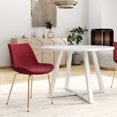 thumbnail image 2 of Round Dining Table Set for 4, Modern Casual Coffee Table Set, 5-Piece Dining Room Set w/ 1 Round MDF Wood Table & 4 Velvet Side Chairs for Kitchen, Living Room, Apartment, Space Saving, White+Red, 2 of 6