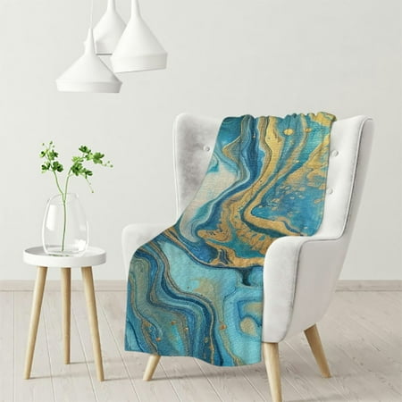 

ZHZY Marble Pattern Abstract Painting Flannel Blanket for All Seasons 50x60in