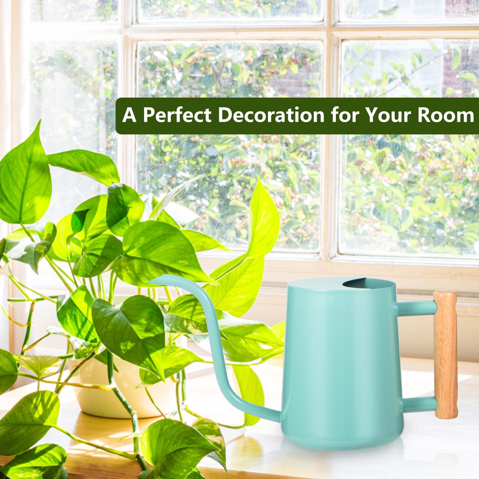 Watering Can Indoor Plants, 35oz Small Stainless Steel Metal Watering Can Modern Decorative Watering Pot with Long Spout for Indoor House Plant Bonsai Garden Flowers (Copper) - GREEN