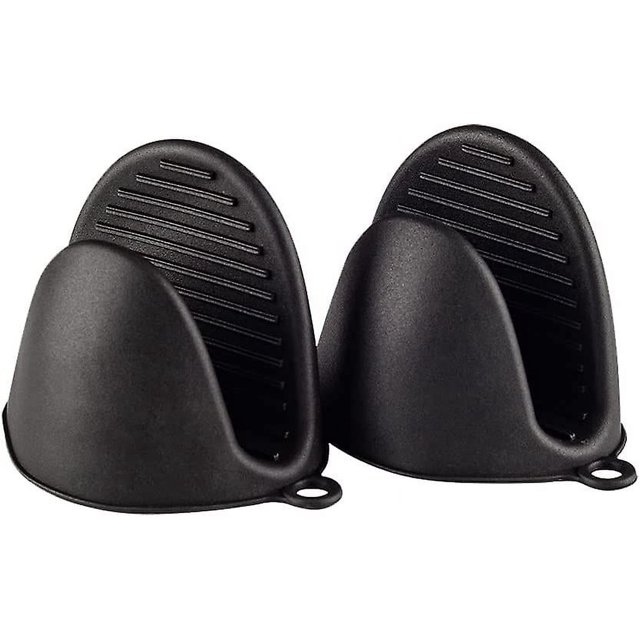 Agarradera de silicona gruesa para horno - Mini manopla resistente al calor para horno - Hornear, cocinar, asar - Color negro