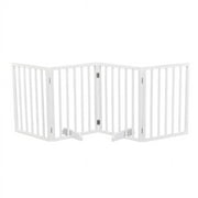 Wooden Dog Door, Dog Fence, Pet Fence, White Folding with Foot Pad