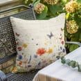 thumbnail image 5 of Spring Red Throw Pillow Cover Pink Grey Blue Flower Daisy Butterfly Vintage Cotton Linen Cushion Cover Throw Pillow Case with Invisible Zipper for Couch Sofa Bed Chair Car 24x24 Inch, 5 of 9