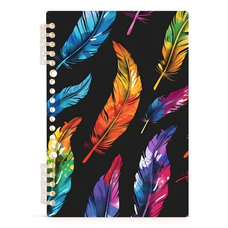 Beautiful Colorful Feather Notebooks 1-subject Journal 60 Sheets A5 College Ruled Paper Detachable Ring 8.3"x5.7"