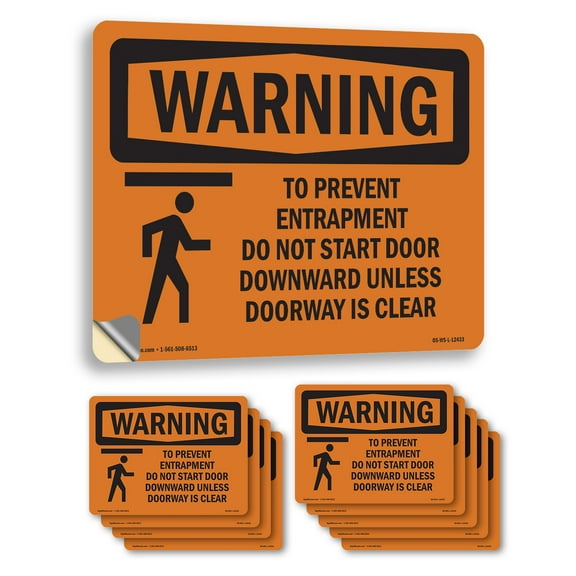 To Prevent Entrapment Do Not With Symbol OSHA WARNING Vinyl Decal Label 10 Inch x 7 Inch - 10 Pack