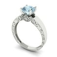 thumbnail image 2 of 1.06 ct Round Cut Natural Swiss Blue Topaz Solitaire with Simulated Diamond Accents 14K White Gold Womens Engagement Ring, 2 of 5