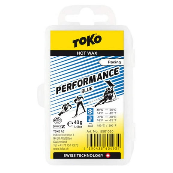 Toko Performance Ski and Snowboard Hot Wax 40g Blue - Fluoro Free