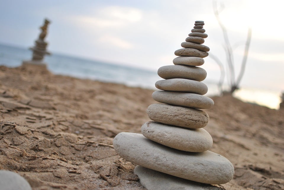 Poster SERENITY ZEN RELAXATION PEBBLE ON SAND Poster SERENITY ZEN RELAXATION PEBBLE ON SAND