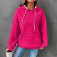 thumbnail image 2 of Kaprioy Long Sleeve Tops For Women Hoodies Casual Drawstring Waffle Pullover Tops Loose Hooded Sweatshirt with Pocket Hot Pink, M, 2 of 6