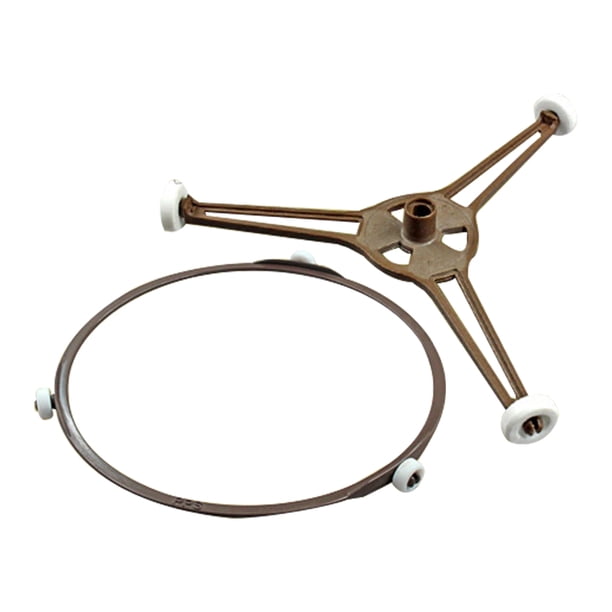 WORGEOUS 2 piezas de bandeja giratoria para microondas, soporte con ruedas, anillo de soporte, soporte para placa giratoria de vidrio para horno microondas