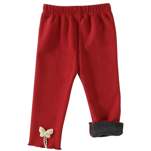 LIaqionyy Toddler Girls Fleece Lined Leggings Stretch Pants Kids Winter Full Length Warm Cute Sweatpant Jogger Pant
