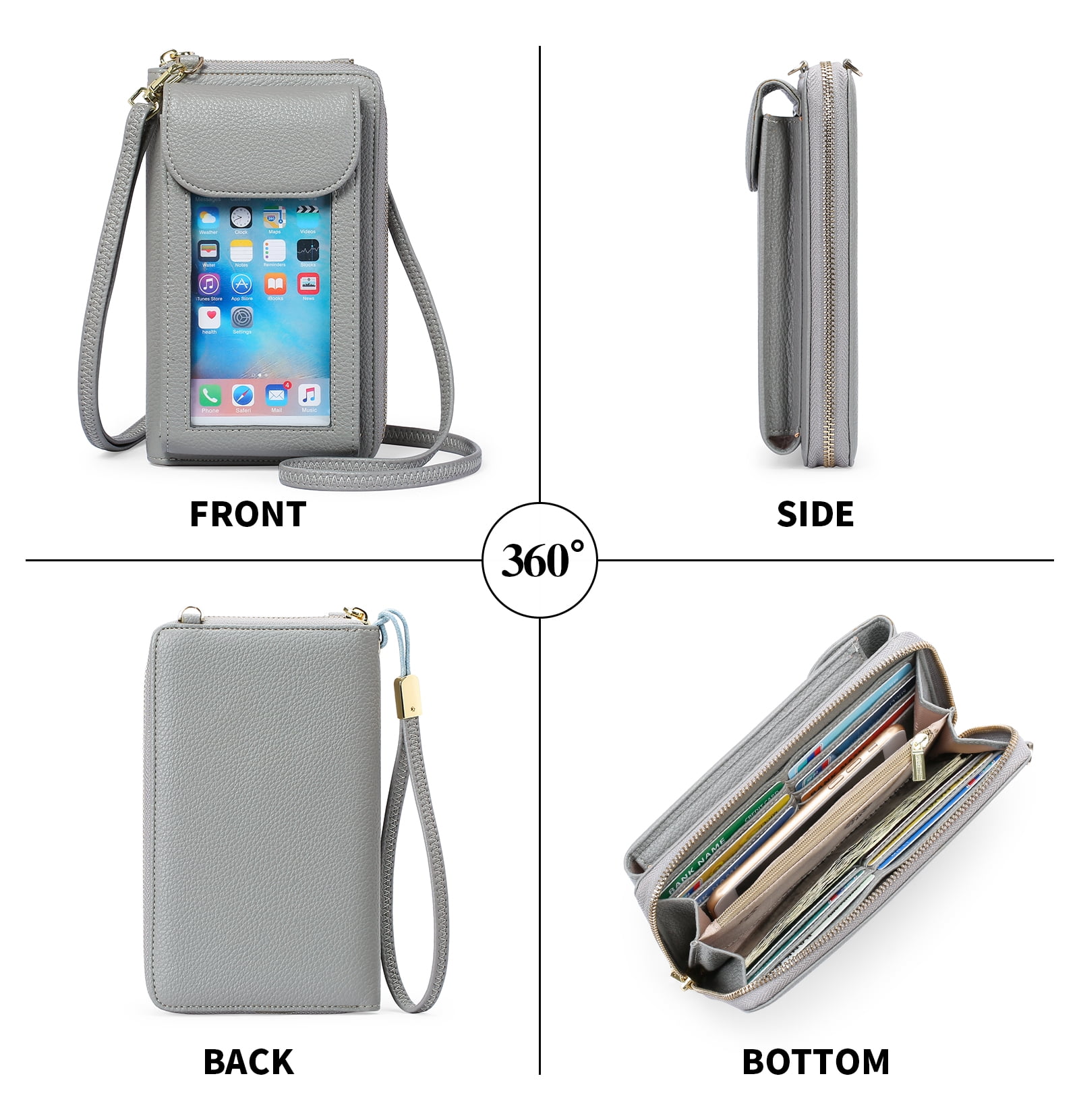 FALAN MULE Small Cell Phone Crossbody Bag Purse for Women, PU Leather Wallet Purse