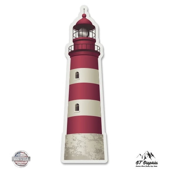 Lighthouse Graphic - 3" Vinyl Sticker - For Car Laptop I-Pad Phone Helmet Hard Hat - Waterproof Decal
