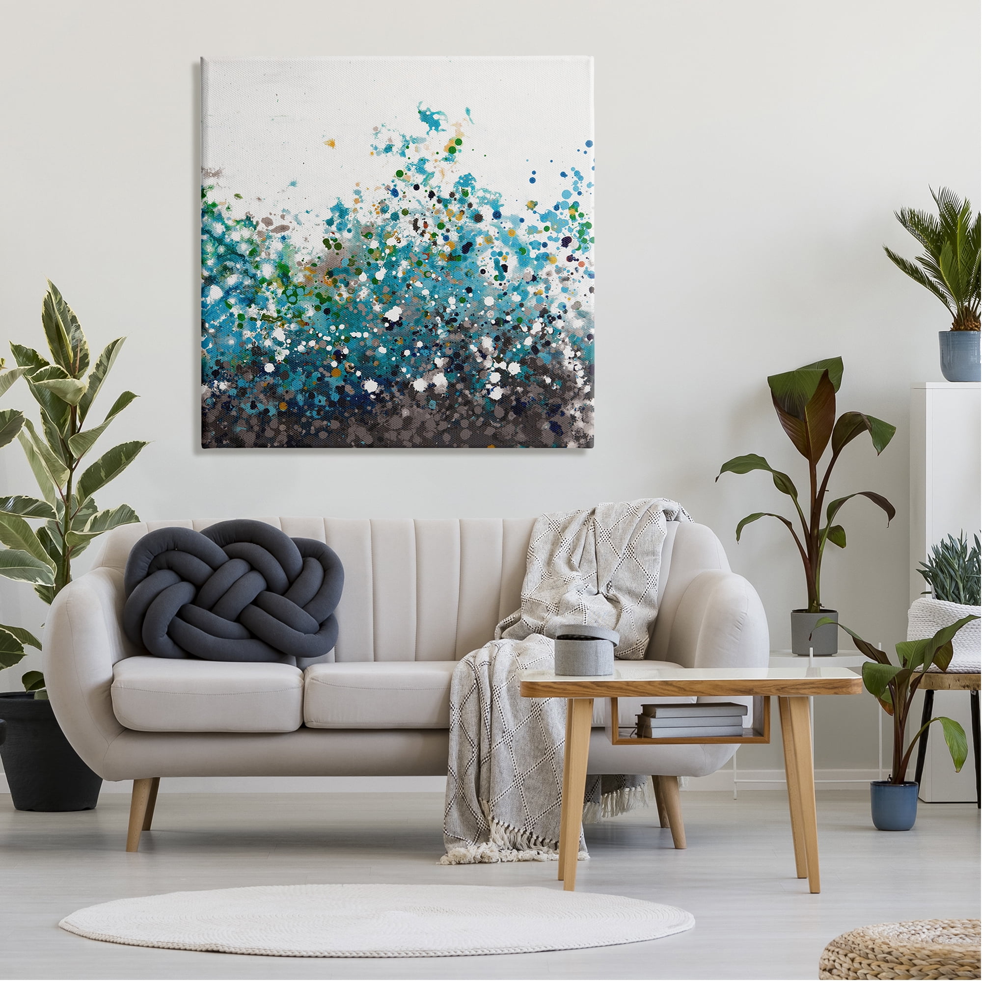 Stupell Industries Opaque Speckled Blue Abstract Paint Splatter Painting Gallery Wrapped Canvas Print Wall Art, Design by Hilary Winfield