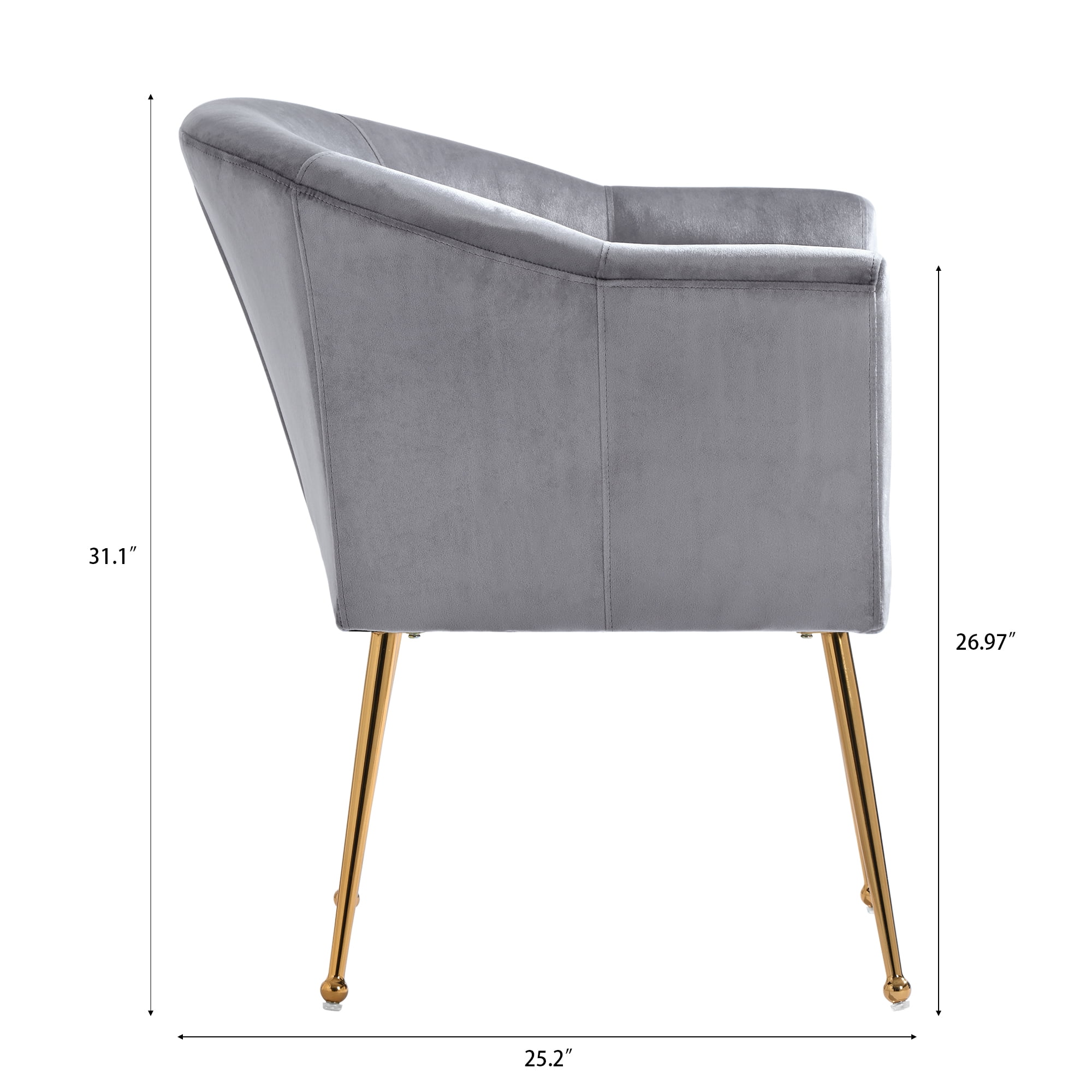 YYAo Velvet Accent Chair, Upholstered Comfy Armchair with Metal Legs for Bedroom, Living Room, Gray YYAo Velvet Accent Chair, Upholstered Comfy Armchair with Metal Legs for Bedroom, Living Room, Gray