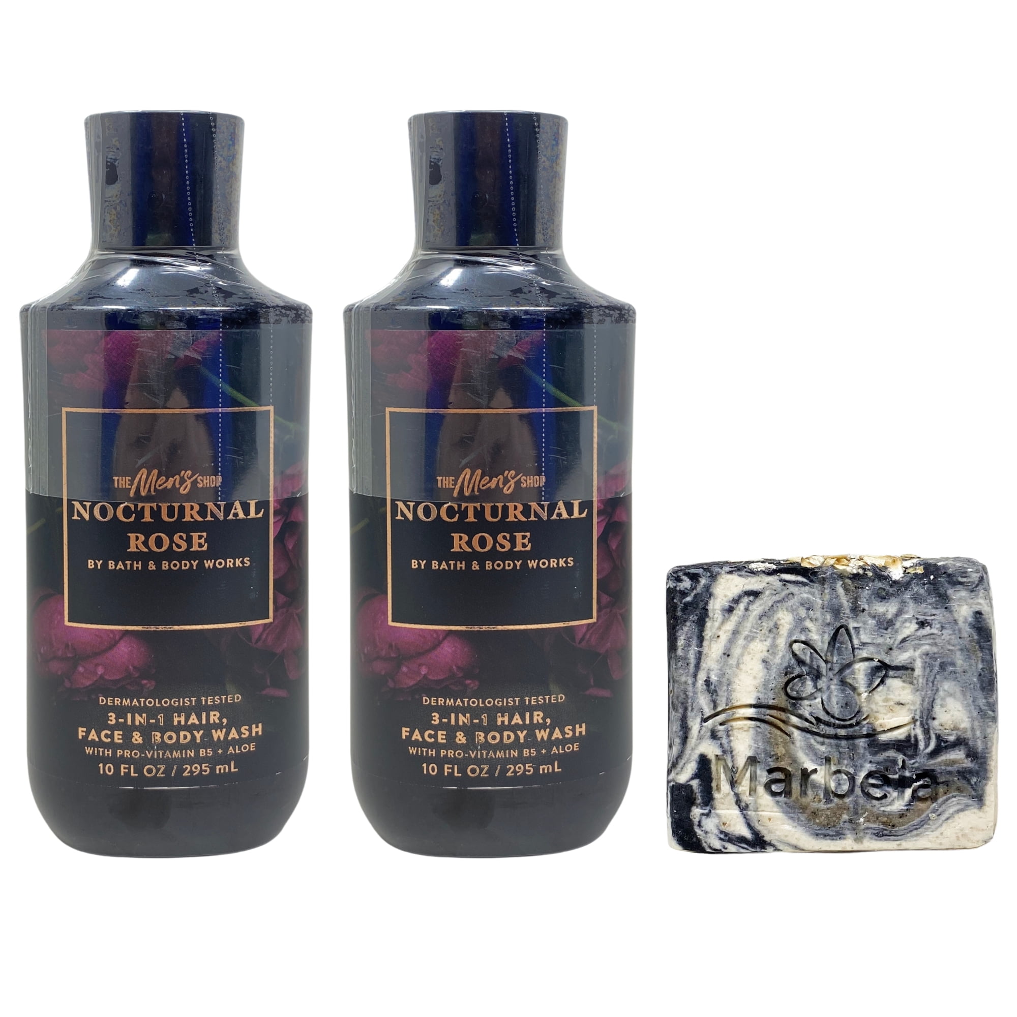 Bath & Body Works The Men's Collection 2 Nocturnal Rose 3-in-1 Hair, Face & Body Wash with a Charcoal Scrub Bar Soap