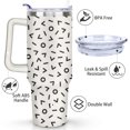 thumbnail image 3 of 40oz Black Retro Geometric Line Shapes Stainless Steel Flip Straw Tumbler Spill Proof Travel Cup Double Wall Vacuum Insulated Coffee Mug with Top Handle, 3 of 6