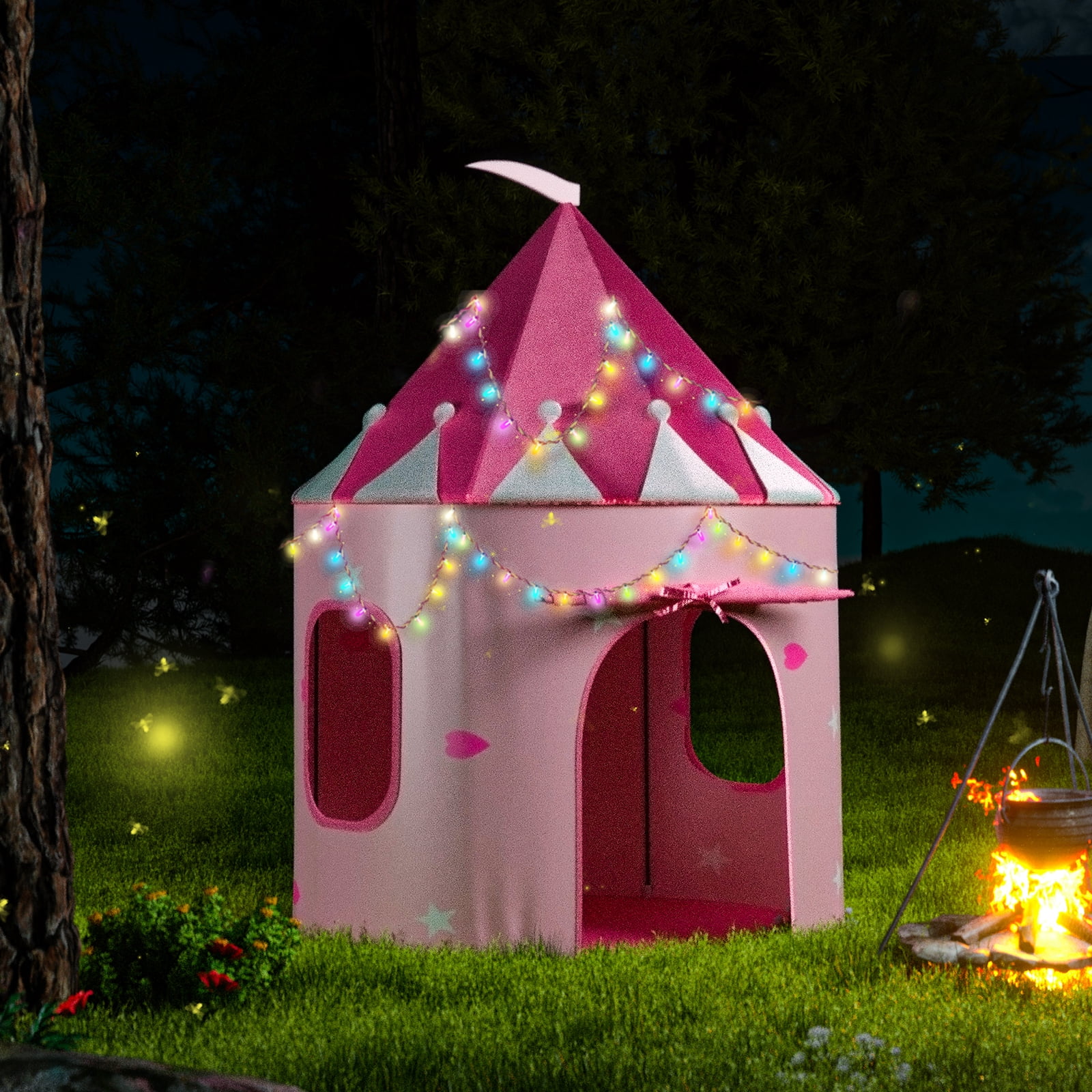 XJD Princess Castle Play Kids Tent for Girls Toddlers Portable Pop Up Play Teepee Indoor and Outdoor Playhouse Gift for Kids Girls Toys Birthday Gifts, Pink