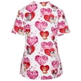 thumbnail image 2 of Hauts d'Été pour Femmes Manches Courtes Col en V Blouse de Travail Imprimés Mode Chemises Décontractées pour Femmes Rouge m, 2 of 3
