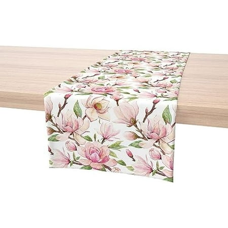 

Products Table Runner | Magnolias | 12 X 72 | Machine Washable And Stain-Resistant For Easy Care | Made In The