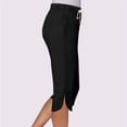 thumbnail image 5 of VV AVEORS Capri Pants For Women Split Side High Waist Casual Athletic Knee Length Summer Pants Casual Sweatpants With Pockets Black S, 5 of 7
