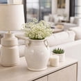 thumbnail image 2 of Decorative Terracotta Vase with Handles for Living Room Decor - Home Decor Accents for Bedroom, Entryway Table, and Office - Casual Flower Vase for Shelf or House Display - 10", White, 2 of 13