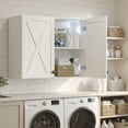 thumbnail image 5 of 60" W Laundry Room Wall Cabinets, Farmhouse Wall Cabinet with Adjustable Shelf, Wall Mounted Storage Cabinet, Floating Cabinet for Bathroom/Kitchen, 5 of 7