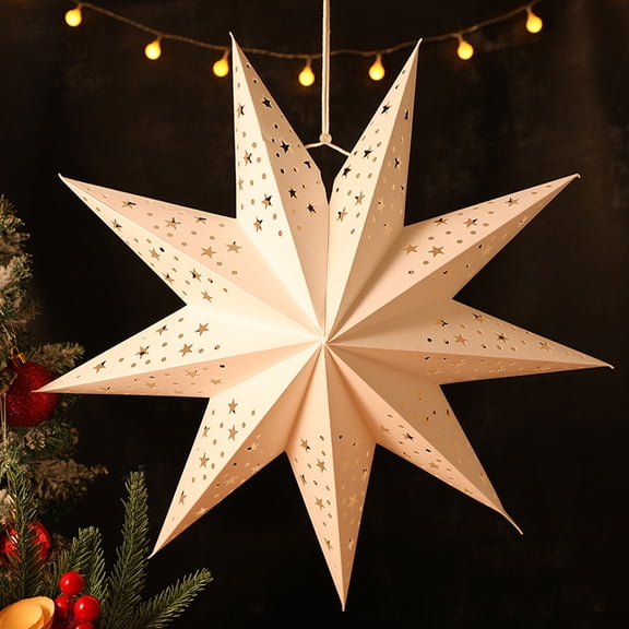FOMIYES 2Pcs Star Lantern Lampshades White Paper Pendant Light Lamp Shade for Home Decor