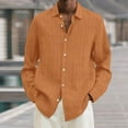 thumbnail image 2 of KTMKH Men's Fall Casual Solid Lapel Striped Stretch Button Sweater Short Sleeved Shirt, 2 of 8