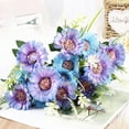 thumbnail image 4 of 1 Bouquet 7 Heads Artificial Flowers in Vase Decor Flower Arrangements Fake Faux Flowers Bouquets in Ceramics Vase Table Centerpieces Holiday Dinning Coffee Room Table Kitchen, 4 of 8