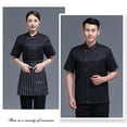 thumbnail image 4 of Summer Chef Coat Polyester Chef Uniform Button con bolsillos delanteros Traje de catering Moda de cocina Suministros de cocina para cafetería Black 3XL Scienceny LF000330-05, 4 of 7