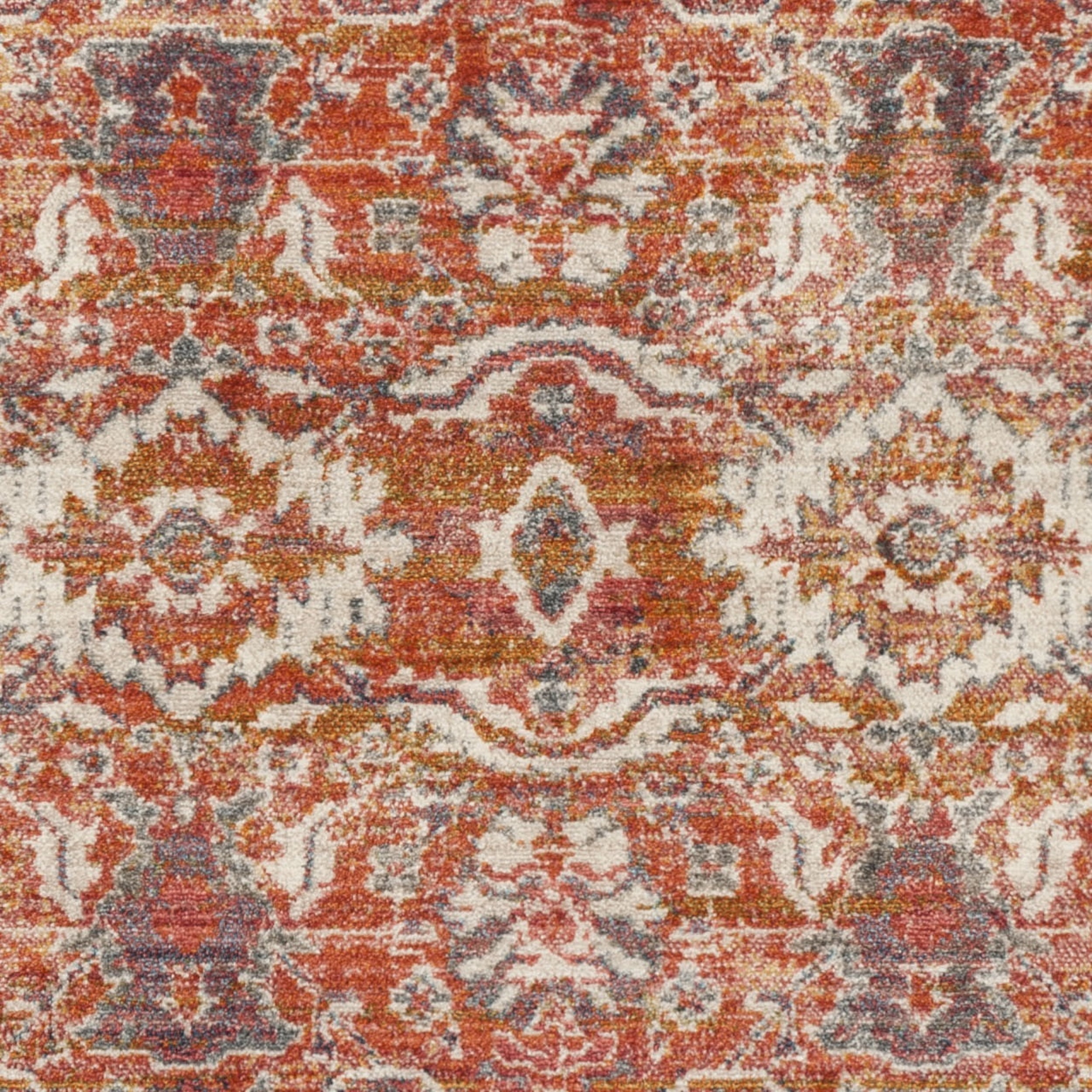 SAFAVIEH Vintage Persian Proinsias Geometric Polyester Area Rug, Red/Orange, 8' x 10'
