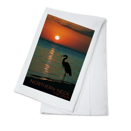 Northern Neck, Virginia - Heron & Sunset  - Lantern Press Photograph (100% Cotton Kitchen (Best Picnic Spots In Northern Virginia)