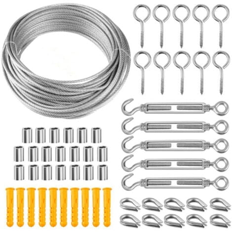 Stainless Steel Hanging Rope Kit, 50M Wire Cable, Climbing Plant Training Kit, Wire Cable for Stair Railings - 5, AAFGVC