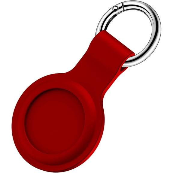 Silicone Case with Anti-Lost Keychain for Airtag, Airtags Protective Cover with Multi-Colors, Anti-Scratch Holder for Airtag Accessories (Red)