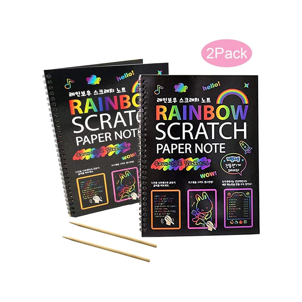 Vingtank 2pcs Scratch Art Book Safe Educational Rainbow Scratch Booklet