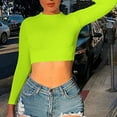 thumbnail image 4 of Babysbule Tops for Women Women Solid Color Crop Workout Long Sleeve O-Neck Shirts Casual Blouse Tops, 4 of 9