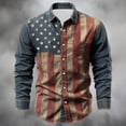 thumbnail image 2 of HCYSFG Mens Independence Day 250th Anniversary Distressed shirt 4th of July top Notch Neck Button Down Casual Long Sleeve Summer Shirt, 2 of 3