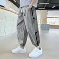thumbnail image 4 of HOMADLES Boys Cargo Joggers Pants Elastic Waist Stretch Hiking Casual Outdoor, Jogger Pants Gray 5 T, 4 of 4